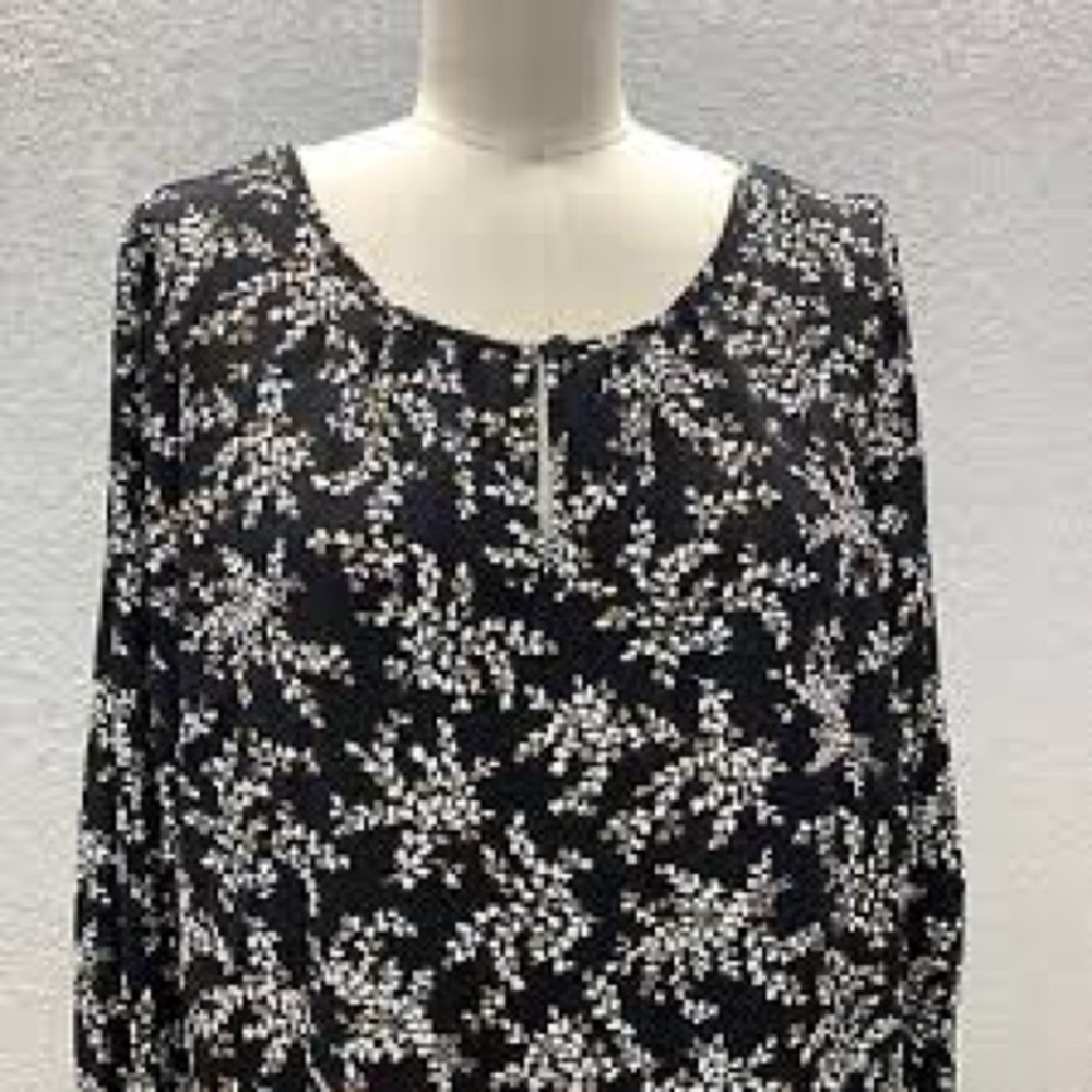 Talbots Black, White and Brown Floral Blouse - Picture 3 of 11